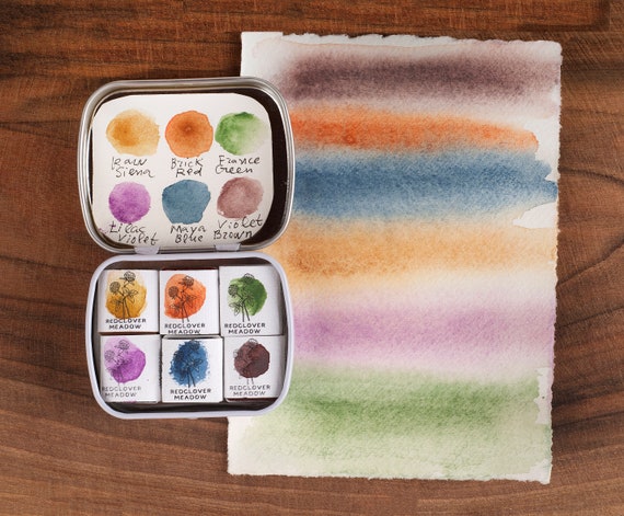 Mini Watercolor Paint Palette 6 Colors. Ecofriendly Organic Paints,  Watercolor Set Kit, Natural Paint Gift, Christmas Gift, 8 