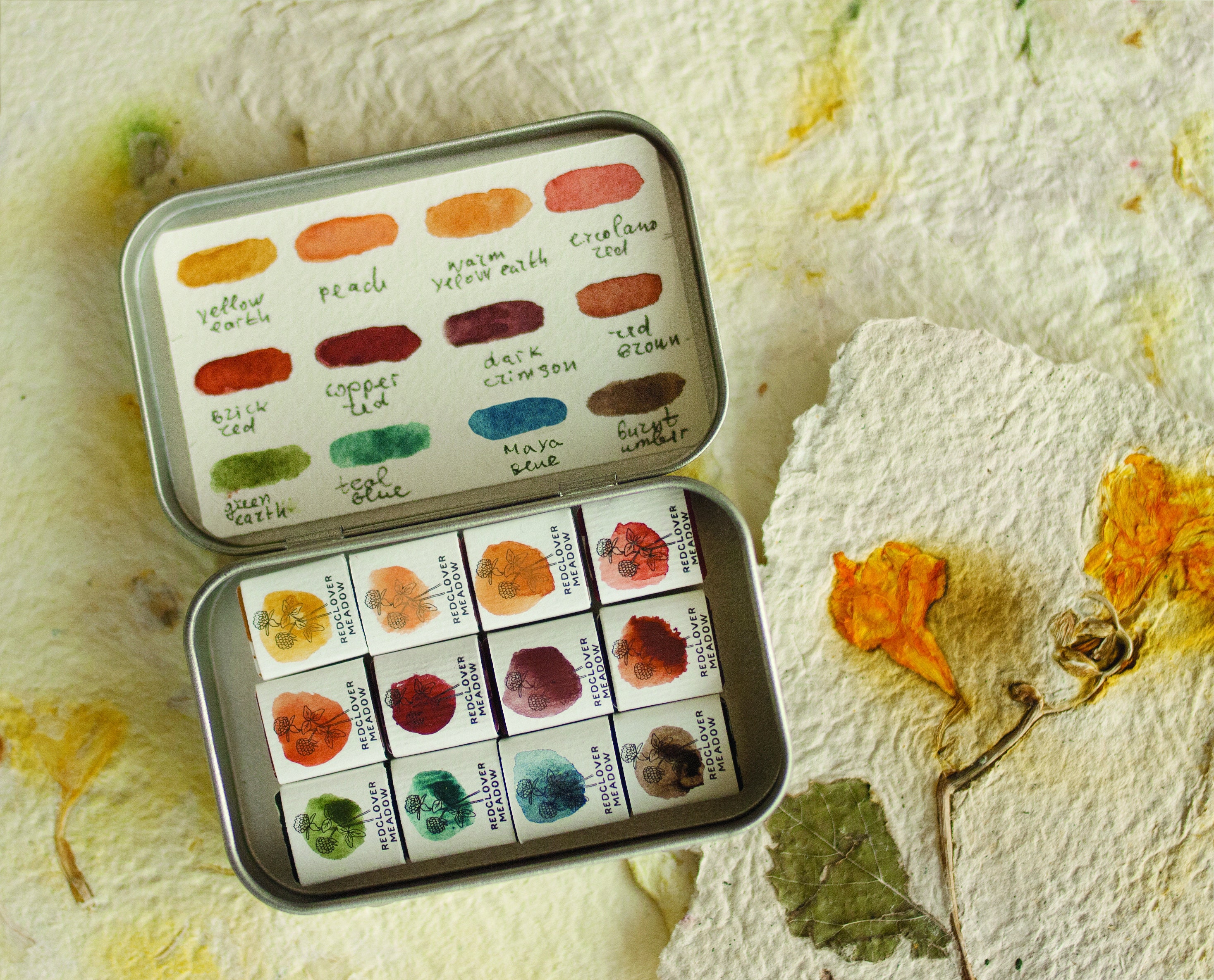 mini ceramic watercolor palette // handmade travel paint tray // pottery  watercolor palette