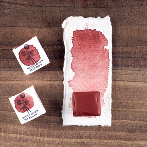 Ercolano red handmade paint half pan. Art supply.
