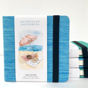 Watercolor sketchbook with hard covers. 100% cotton. 24 sheets, Artist quality. Aquarelle paper. image 8