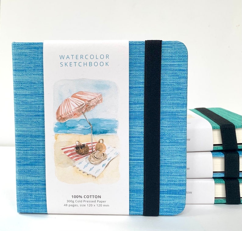 Watercolor sketchbook with hard covers. 100% cotton. 24 sheets, Artist quality. Aquarelle paper. image 8