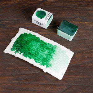 Handmade watercolor paint, Art supply, Green watercolor paint, Phthalo green