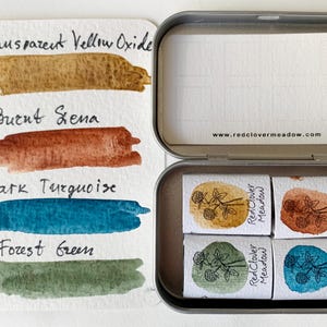 Mineral watercolor full pan palette. Handmade watercolor paint set.  Environmentally friendly. Art Supply, Artist Gift, #38