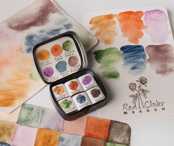 Mini Watercolor Paint Palette 6 Colors. Ecofriendly Organic Paints, Watercolor  Set Kit, Natural Paint Gift, Christmas Gift, 8 
