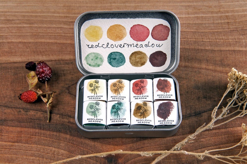 Watercolor palette, Handmade watercolor paint, Art supply, Mineral watercolors