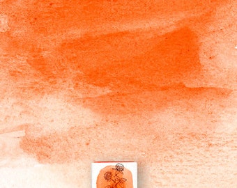 Coral Orange watercolor paint, Orange color. Half pan, Handmade mineral watercolor, eco-friendly, Handmade paint, Art supply.