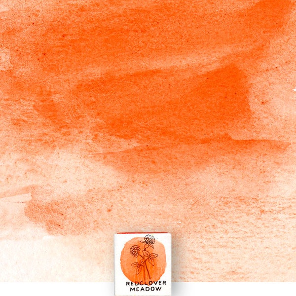 Coral Orange watercolor paint, Orange color. Half pan, Handmade mineral watercolor, eco-friendly, Handmade paint, Art supply.