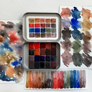 20-color artisan watercolor palette. Handmade paint set of 20 colors. Watercolor palette. Artist gift. #20