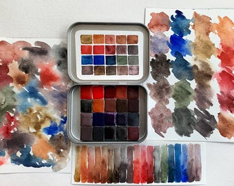 Handmade 20-Color Artisan Watercolor Paint Palette: Artist Gift