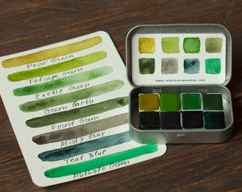 Groen aquarelpalet: handgemaakt Artisan Aquarelle-verfpalet, #12