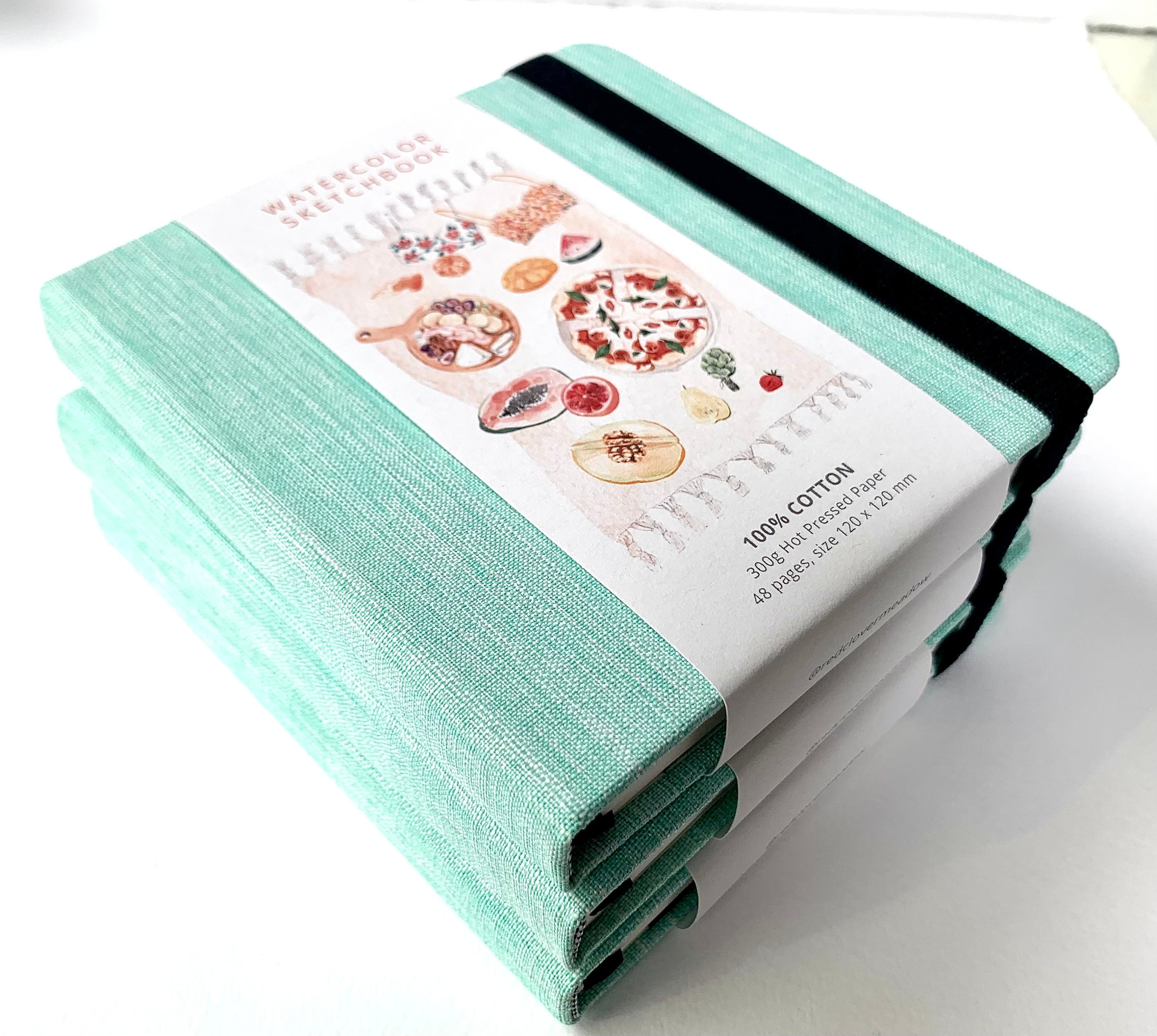 Watercolor Sketchbook With Hard Covers. 100% Cotton. 24 Sheets