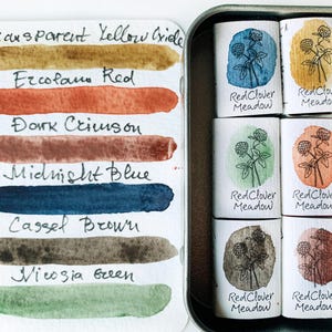 Mineral watercolor full pan palette. Handmade watercolor paint set.  Environmentally friendly. Art Supply, Artist Gift, #32