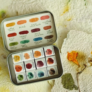 Mineral watercolor paint palette - 12 colors Handmade artisan watercolors, Handmade paint. Watercolor supplies.