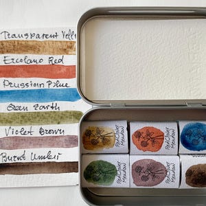 Handmade watercolor full pan palette. Mineral pigments. Watercolor paint set. Environmentally friendly. Art Supply, Artist Gift, #39