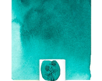 Aqua Green artisanal watercolor paint, One half pan, Handmade watercolor, eco-friendly, Handmade paint, Art supply. Christmas gift for her