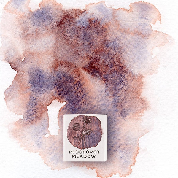 Purple Umber artisanal watercolor paint, One half-pan. Handmade, eco-friendly, non-toxic watercolors. Handmade art supply.