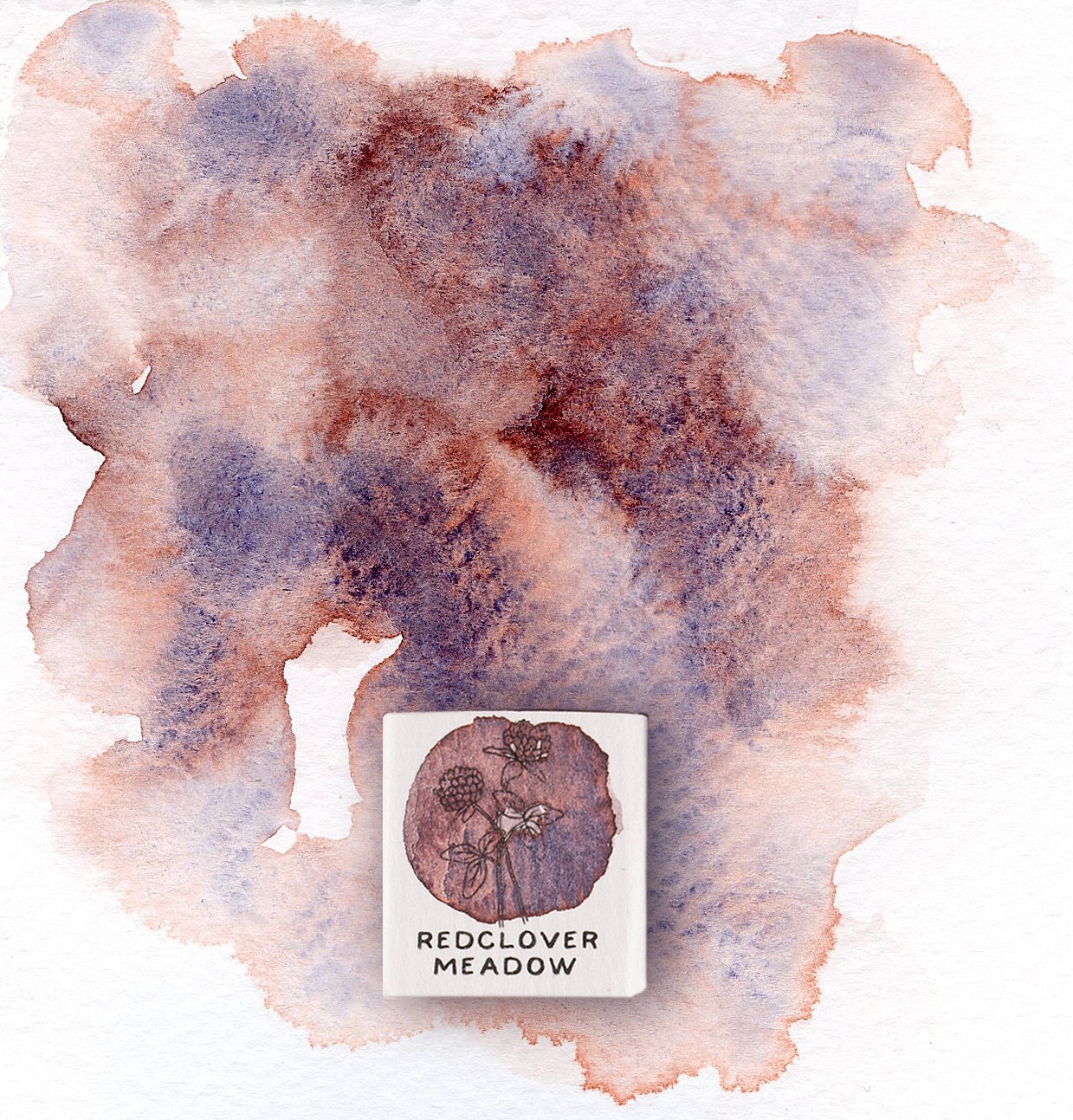 Purple Umber artisanal watercolor paint, One half-pan. Handmade, eco-friendly, non-toxic watercolors. Handmade art supply.