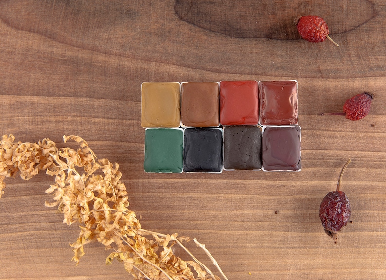 Watercolor palette, Handmade watercolor paint, Art supply, Mineral watercolors