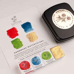 Weihnachts-Aquarell-Palette - 4 Farben. Mini Weihnachtsset. Weihnachtsfarben. Weihnachtskarte Palette