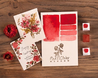 Pyrrole Red handmade artisanal watercolor paint. Handmade art supply.