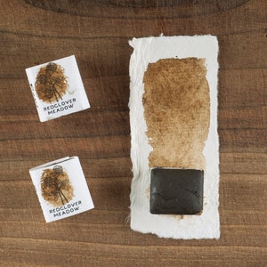 Raw Umber handmade paint half pan art supply.