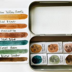 Mineral watercolor full pan palette. Handmade watercolor paint set.  Environmentally friendly. Art Supply, Artist Gift, #31