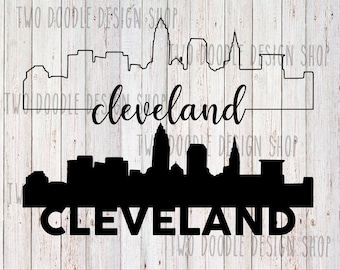 Cleveland, Ohio Skyline Two-Pack - SVG Datei Instant Download