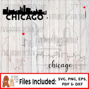 Pacote SVG do horizonte de Chicago, Illinois - download instantâneo de arquivo SVG