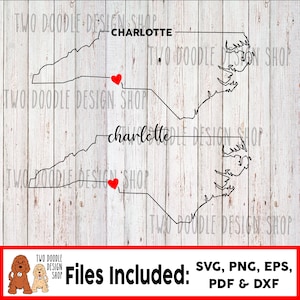 Charlotte, Carolina del Norte Script - SVG File Instant Download