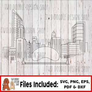 Chicago, Illinois Downtown Bean Cartoon (Hand-Drawn) - SVG File Instant Download