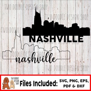 Nashville, Tennessee Skyline Two-Pack - SVG-bestand instant downloaden
