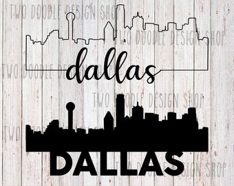 Dallas, Texas Skyline Two-Pack - SVG File Instant Download