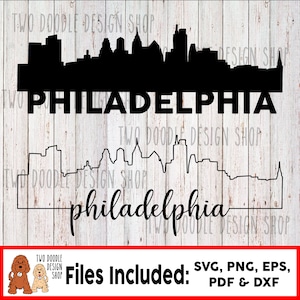 Philadelphia, Pennsylvania Skyline Two-Pack - SVG File Instant Download