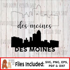 Des Moines, Iowa Skyline Two-Pack - SVG File Téléchargement instantané