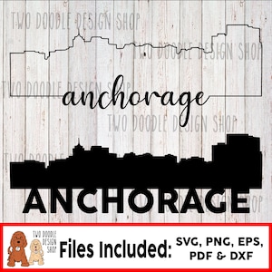 Anchorage, Alaska Skyline Two-Pack - SVG File Instant Download