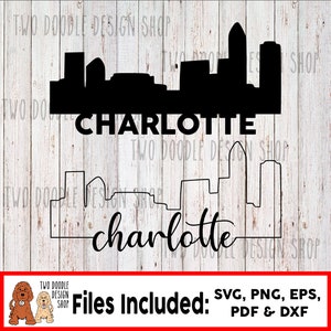Charlotte, Carolina del Norte Skyline Two-Pack - Descarga instantánea de archivos SVG
