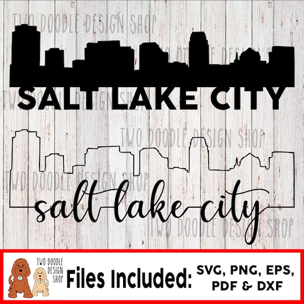 Salt Lake City, Utah Skyline Two-Pack - SVG File Instant Download