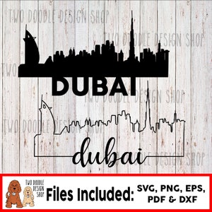 Dubai, United Arab Emirates Skyline Two-Pack - SVG File Instant Download