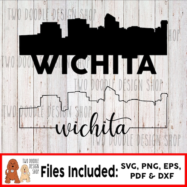 Wichita, Kansas Skyline Two-Pack - SVG File Instant Download