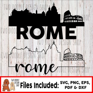 Rome, Italië Skyline Two-Pack - SVG File Instant Download