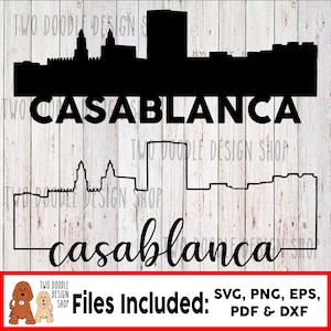 Casablanca, Maroc Skyline Two-Pack - SVG File Téléchargement instantané