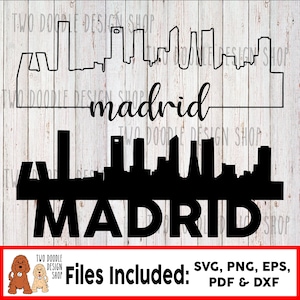 Madrid, Spanje Skyline Two-Pack - SVG File Instant Download
