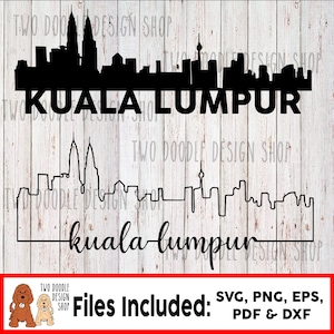 Kuala Lumpur, Malaysia Skyline Two-Pack - SVG File Instant Download