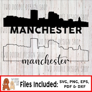Manchester, New Hampshire Skyline - SVG-Datei Instant Download
