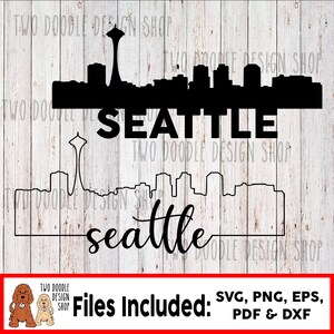Seattle, Washington Skyline Zweierpack - SVG Datei Instant Download