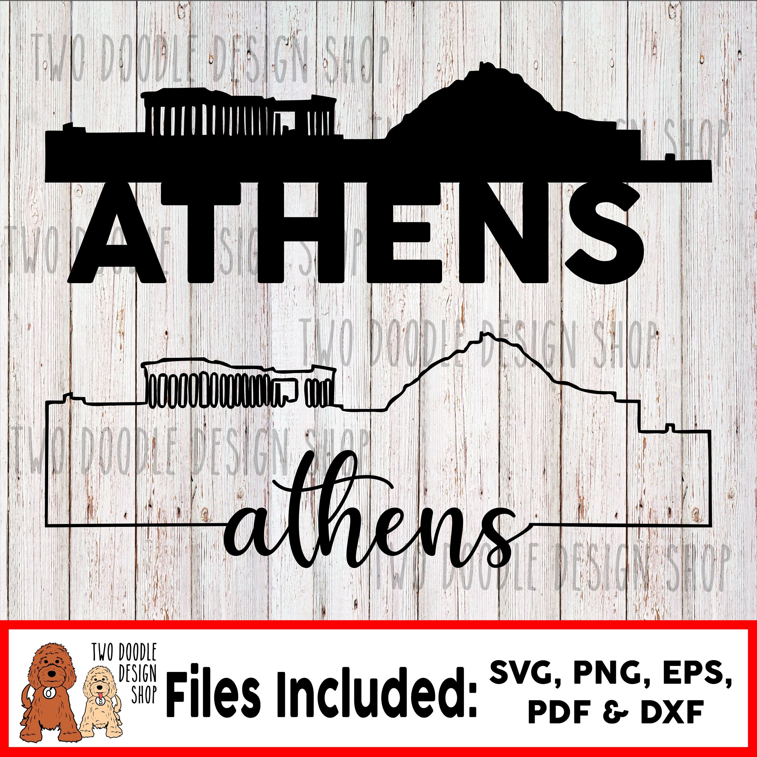 Athens Greece Skyline Two-Pack SVG File Instant Download | Etsy