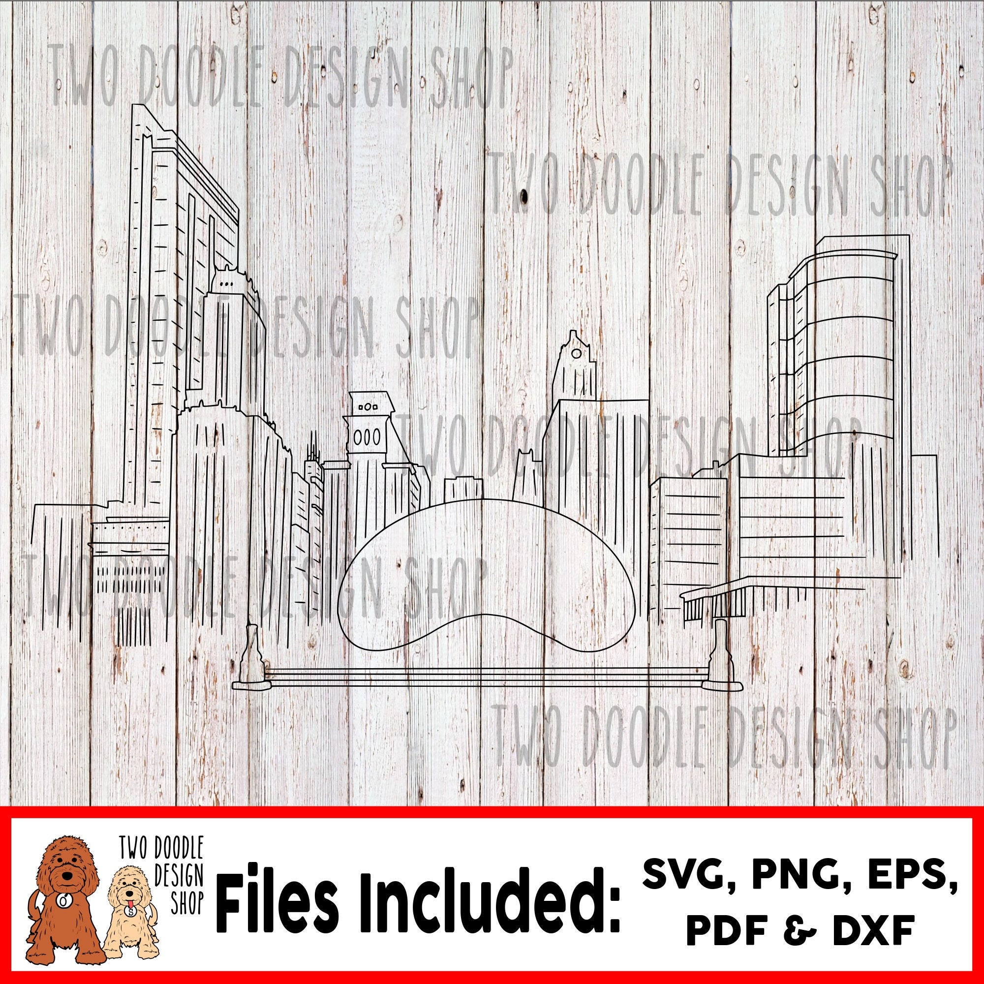 Chicago Illinois Downtown Bean Cartoon HandDrawn SVG Etsy