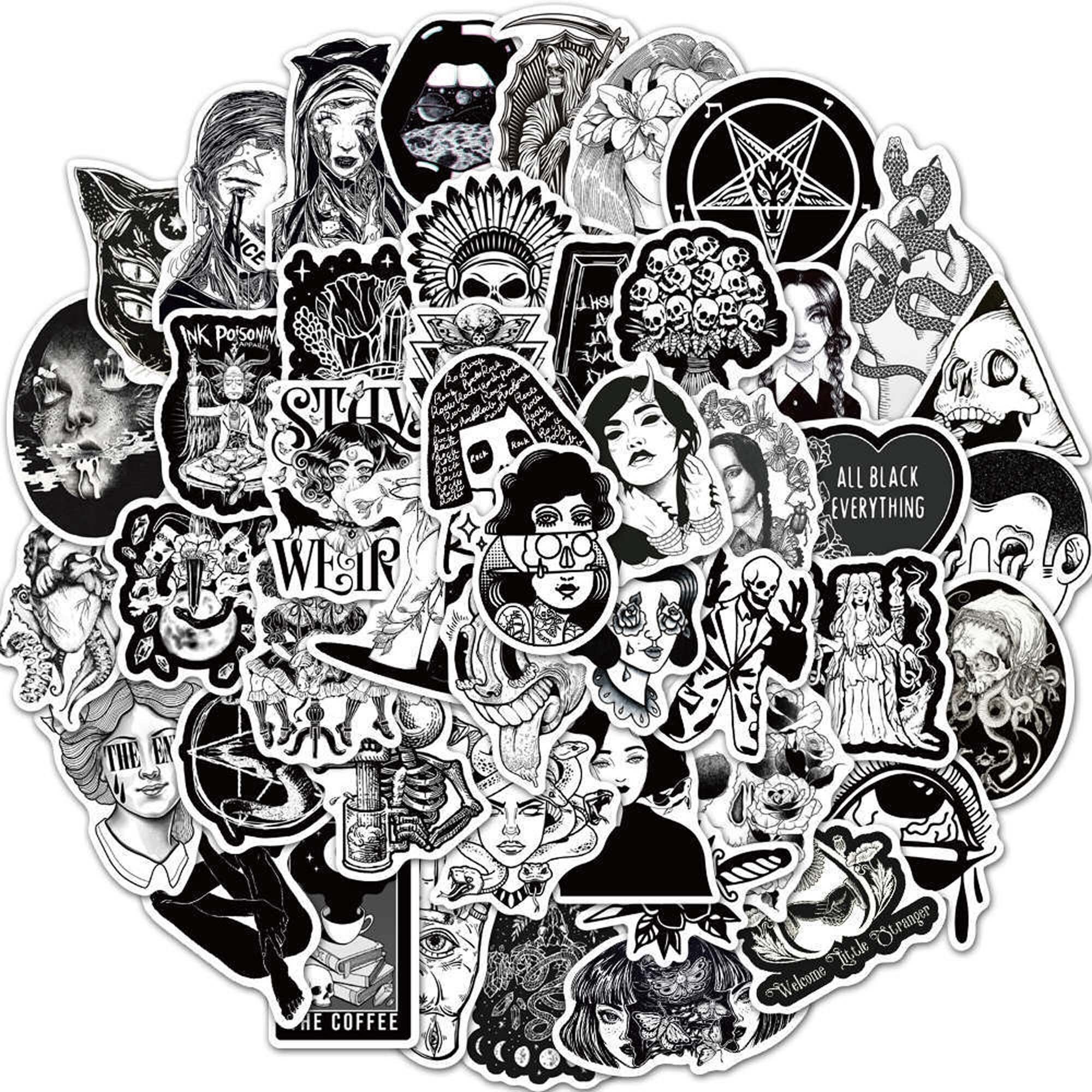 100PCS Gothic Punk Style Sticker Black and white Sticker Etsy