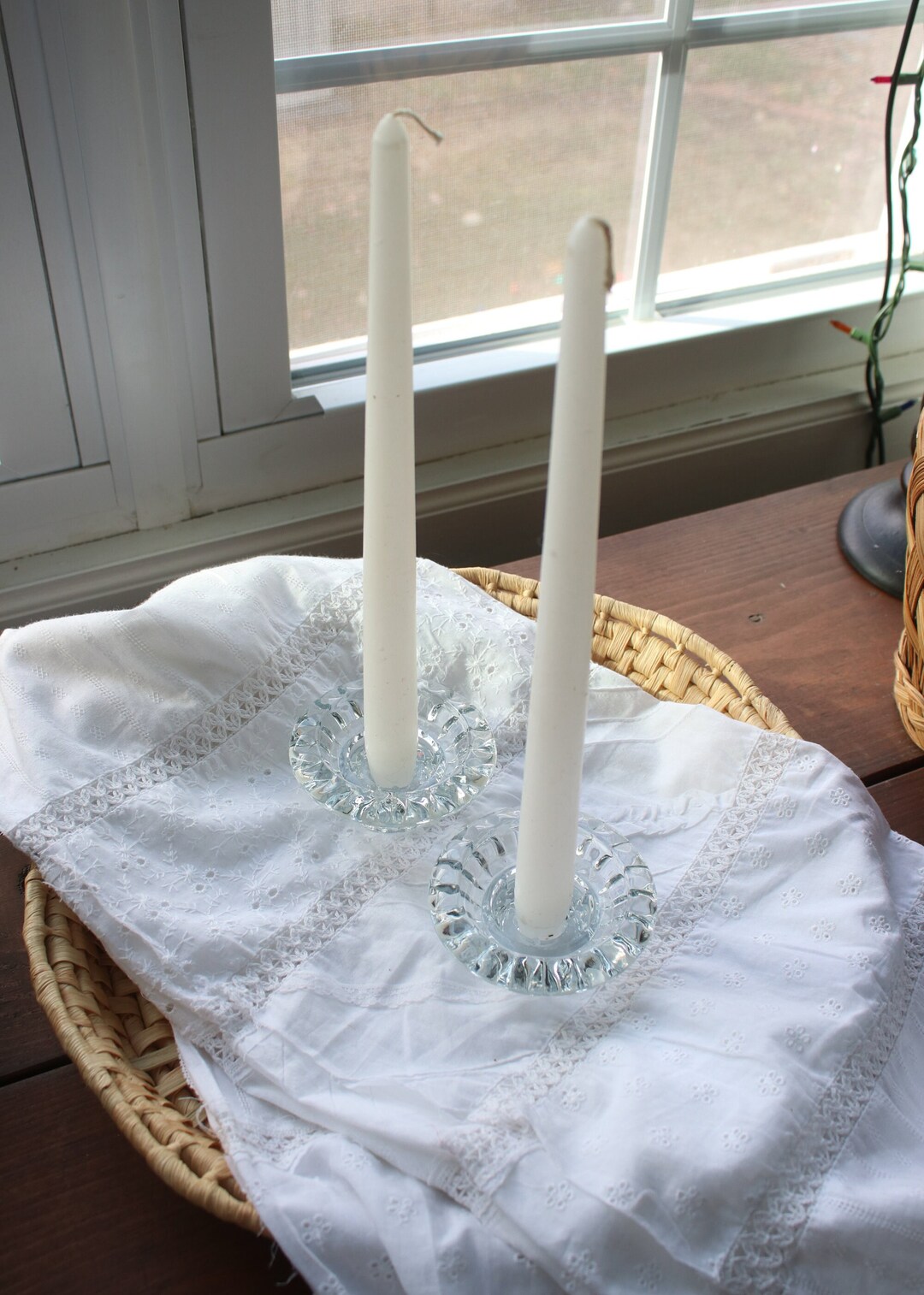 Vintage Clear Glass Candlestick Holders - Ribbed Design, Set of 2 - Etsy