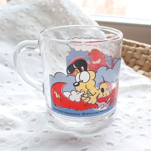 Vintage Garfield Canoe Glass Mug, Garfield McDonald&#39;s Promotional Glass Mug, Vintage Garfield Memorabilia, Garfield Rowing Boat Mug